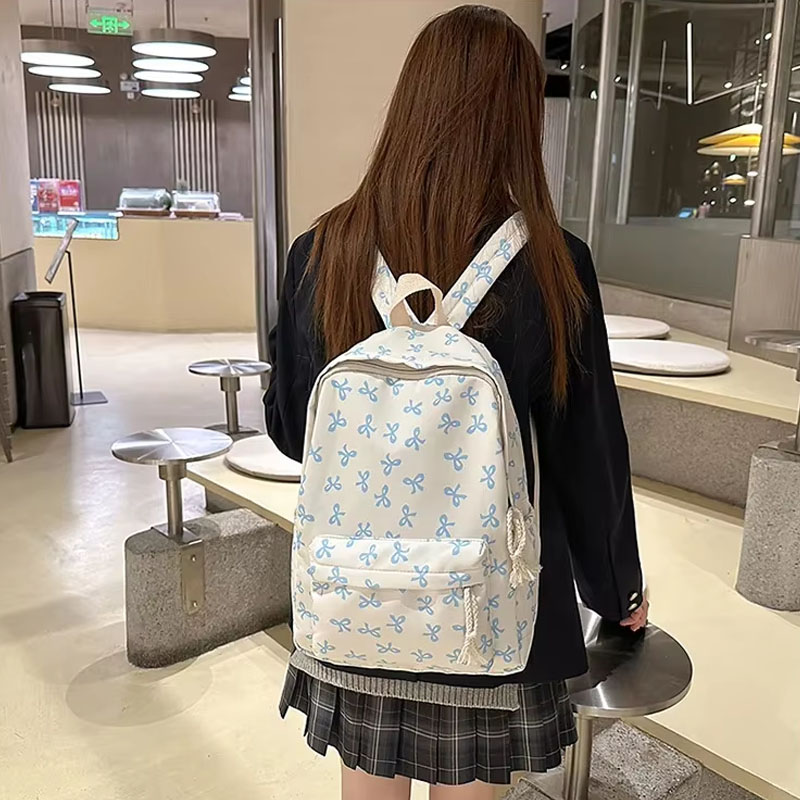 Women Bags College - Damski plecak nylonowy w kwiaty, 6
