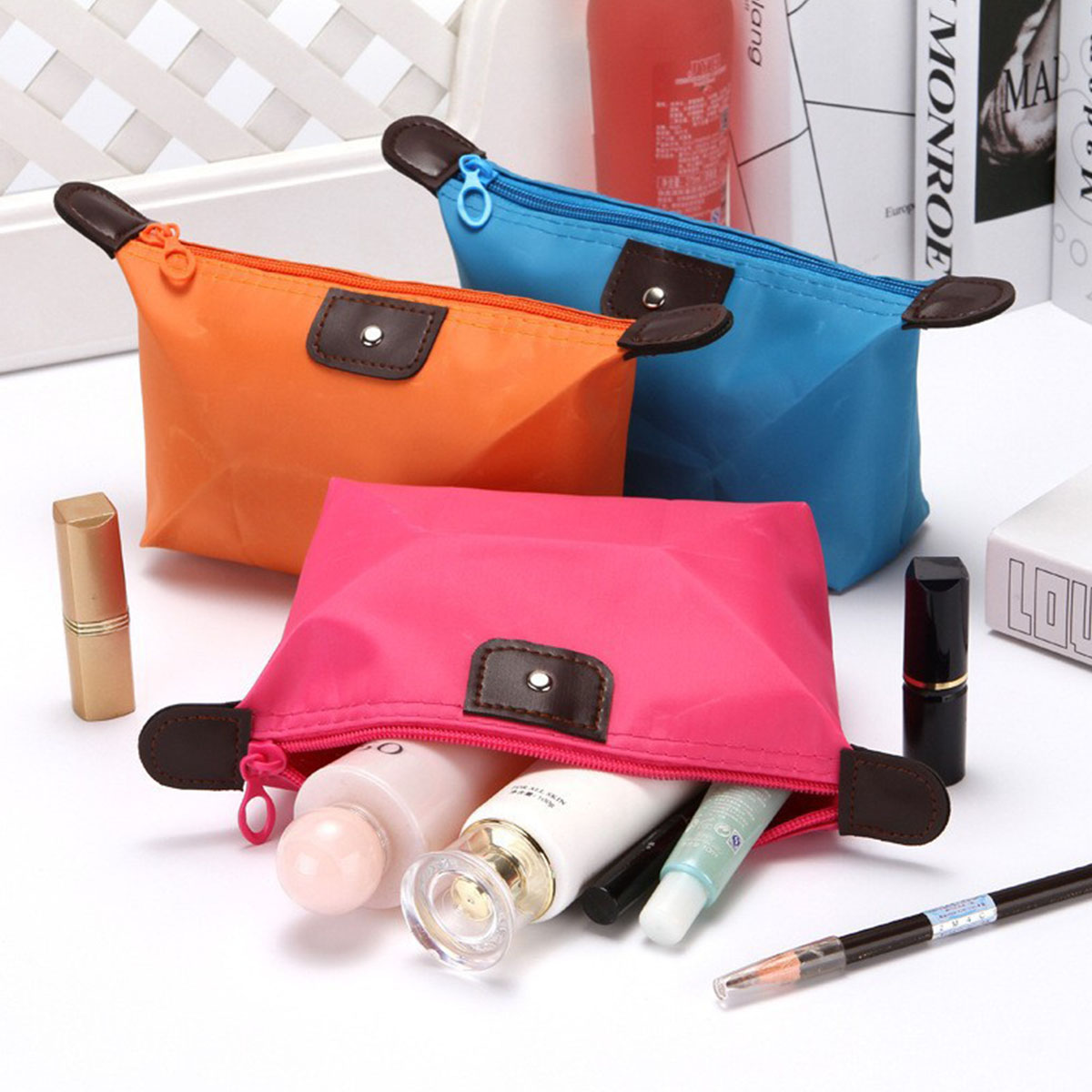 Women'S Bags Travel - Damska składana kosmetyczka podróżna w pastelowych