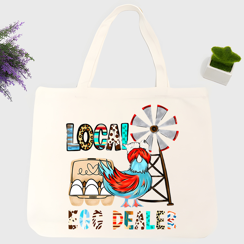 Women Bags Farmers - Torba płócienna z grafiką kurczaka i